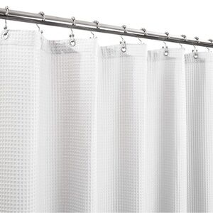 Amazon White Cotton Honeycomb Waffle Shower Curtain 72x75 Hotel Luxury Washable